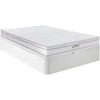 Vente-unique Set 160 x 200 cm bedbodem met opbergruimte, wit + matras met veren met 3 zones en vormgeheugen van 20 cm dik - WOLKENTANZ de YSMÉE