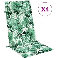 vidaXL Stoelkussens 4 st hoge rug bladpatroon oxford stof
