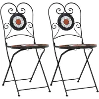vidaXL Bistrostoelen 2 st inklapbaar keramiek terracottakleurig en wit