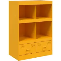 vidaXL Hoge kast 67x39x95 cm staal mosterdgeel
