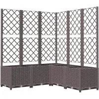 vidaXL Plantenbak met latwerk 120x120x136 cm polypropeen bruin