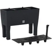 vidaXL Plantenbak verhoogd 60x25x46 cm PP rattan antracietkleurig