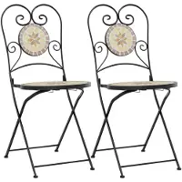 vidaXL Bistrostoelen 2 st inklapbaar keramiek terracottakleurig en wit