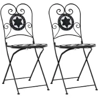 vidaXL Bistrostoelen 2 st inklapbaar keramiek zwart en wit