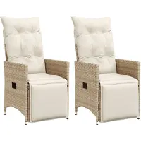 vidaXL Tuinstoelen 2 st verstelbaar met kussens poly rattan beige