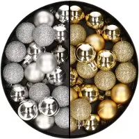 Cosy & Trendy Kleine kunststof kerstversiering 40x stuks set en 3 cm kerstballen in het goud en zilver - Kerstbal