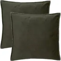 Atmosphera Bank/sierkussens huiskamer Sophia - 2x - 45 x 45 cm - olijfgroen - polyester - met rits - Sierkussens