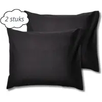 Droomtextiel Kussenslopen 60x70 cm Zwart Set Van 2 Stuks - Hotelkwaliteit - 100% Hoogwaardige Katoen