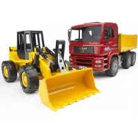 BRUDER Vrachtwagen en Bulldozer