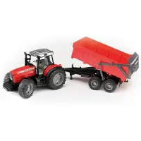 BRUDER M.F. tractor rood met aanhanger rood Kunststof Speelgoedvoertuig