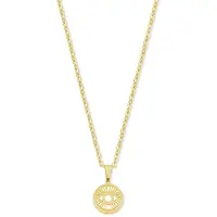 CO88 Collection 8CN-26432 Stalen Ketting met Hangertje - Oog - 15mm - 40+5cm - Ankerschakel - 1,5mm - Cadeau voor haar - Staal - Goudkleurig
