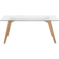Beliani HUDSON - Eettafel - Lichte houtkleur - 90 x 180 cm - Veiligheidsglas