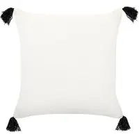 Beliani Decoratieve kussens, Sierkussen geometrisch patroon katoen crème wit / zwart met kwastjes 45 x 45 cm MAYS (45 x 45 cm)