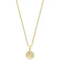 CO88 Collection 8CN-26446 Stalen Ketting met Hangertje - Levensboom - 15mm - 40+5cm - Ankerschakel - 1,5mm - Cadeau voor haar - Staal - Goudkleurig