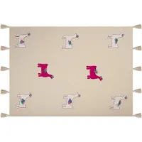Beliani Plafond, Deken katoen beige / roze lama motief 130 x 180 cm NANDYAL (130 x 180 cm)