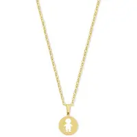 CO88 Collection 8CN-26436 Stalen Ketting met Hangertje - Jongen - 15mm - 40+5cm - Ankerschakel - 1,5mm - Cadeau voor haar - Staal - Goudkleurig