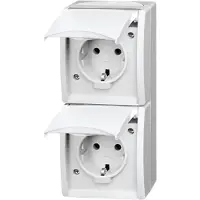 Busch-Jaeger 20-02 EW-54 Ocean (opbouw) Wandcontactdoos dubbel spatwaterdicht Wit