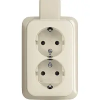 Technim Abb Busch-Jaeger Opbouw Wcd Ra Kv 2-Voudig +Montageplaat Creme Ap