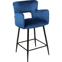 Beliani SANILAC - Barkruk-Blauw-Fluweel