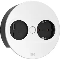 Bachmann TWIST 2 1xCEE7/3 1xUSB A/C 22W 2,0m AEH RAL9010 30GE rond