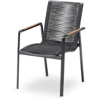 Kettler Diamond stapelbare rope dining tuinstoel teak arm | Antraciet
