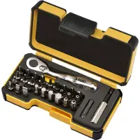Felo XS 33-Tool set 1/4 "met Miniratsche, bits en accessoires in XS-Strongbox, 33 pc's.