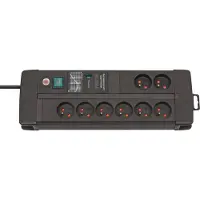 Brennenstuhl Premium-Line 60.000 A stekkerdoos met overspanningsbeveiliging 8-voudig Duo zwart 3m H05VV-F 3G1,5 *BE*