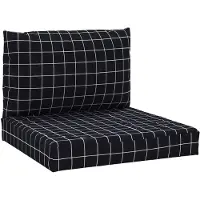 vidaXL Palletkussens 2 st ruitpatroon oxford stof zwart