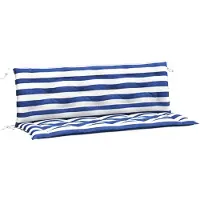 vidaXL Tuinbankkussens 2 st gestreept 150x50x7 cm stof wit en blauw