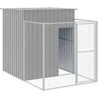 vidaXL Hondenhok met ren 165x251x181 cm gegalvaniseerd staal grijs