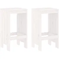 vidaXL Barkrukken 2 st 40x36x75 cm massief grenenhout wit