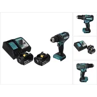 Makita Boormachine + slagboor, DHP 485 RF Accu klopboormachine 18 V 50 Nm Brushless + 2x oplaadbare accu 3.0 Ah + lader (Oplaadbare batterij)