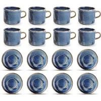 F2D 'S Choice - Blue Nova Kop en Schotel Set - 20cl - Porselein - 8 Persoons - 16 Delige Koffies