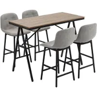 Zenzee Bartafel met barstoelen - Barkrukken - Industrieel - 120 cm x 60 cm x 91 cm