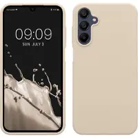 Kwmobile telefoonhoesje geschikt voor Samsung Galaxy A15 5G - Hoesje met siliconen coating - Smartphone case in mat crème