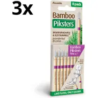 Piksters Bamboe Rechte Ragers - Maat 1 - Fijn Paars - 3 x 8 stuks - Voordeelverpakking