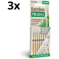 Piksters Bamboe Rechte Ragers - Maat 0 X - Fijn Donkergrijs - 3 x 8 stuks - Voordeelverpakking