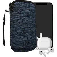 Kwmobile telefoontasje universeel geschikt voor XL - 6,7/6,8" smartphones - 17,2 x 8,4 cm - Hoesje met rits en polslusje -In deep ocean / zwart -