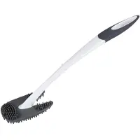 Merkloos Buemag Hygienische wc-borstel/toiletborstel los - grijs/wit - 40 cm - rubber/silicone - Toiletborstels