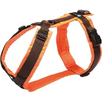 AnnyX hondentuig-harnas-PROTECT Oranje-Bruin-maat M- MET VERHOOGDE ZICHTBAARHEID- geschikt voor borst omtrek 62 tot 74cm.