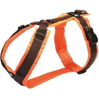 AnnyX Hondentuig - Y-tuig - Reflecterend - Bruin/Neonoranje - maat XS - Borstomvang 43-52cm - Gewicht hond 6 -12 kg