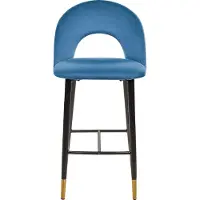 Beliani FALTON - Barkruk-Blauw-Fluweel