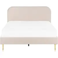 Beliani FLAYAT - Tweepersoonsbed - Beige - 140 x 200 cm - Fluweel