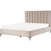 Beliani SEZANNE - Bed met opbergruimte - Taupe - 180 x 200 cm - Fluweel