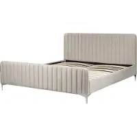 Beliani LUNAN - Tweepersoonsbed - Taupe - 180 x 200 cm - Fluweel