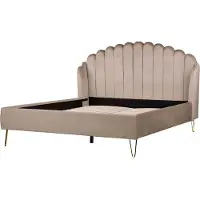Beliani AMBILLOU - Tweepersoonsbed - Taupe - 160 x 200 cm - Fluweel