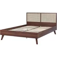Beliani MONPAZIER - Tweepersoonsbed - Donkerhout - 160 x 200 cm - Rotan