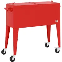 vidaXL Koelbox op wielen 92x43x89 cm rood