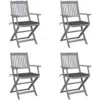 vidaXL Tuinstoelen 4 st inklapbaar met kussens massief acaciahout