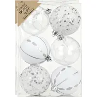Merkloos Inge Christmas Goodz kerstballen -12x st- 8 cm -kunststof - zilver/wit - Kerstbal